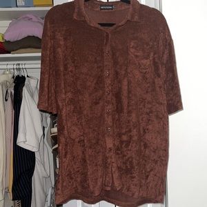 Towel collar shirt and pant set